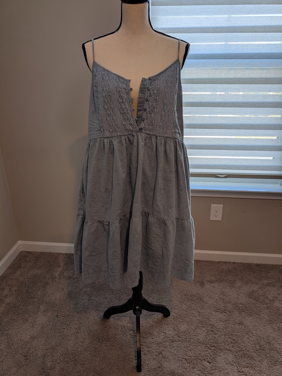 Levi's Dresses & Skirts - Levi's Light Blue Eyelet Spaghetti Strap Tiered Mini Dress